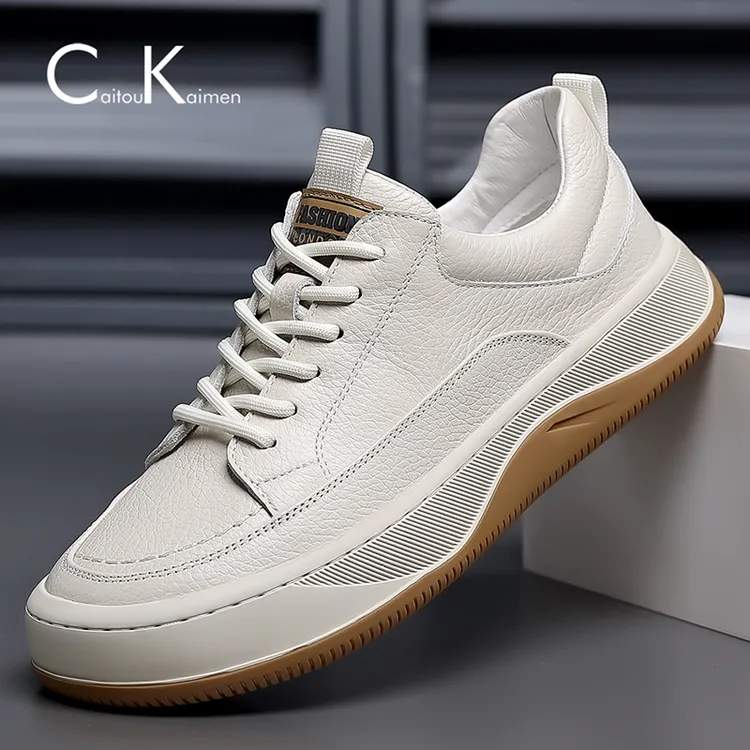 【头层牛皮】皮鞋男款春秋新款百搭真皮休闲鞋防滑耐磨增高软底男鞋