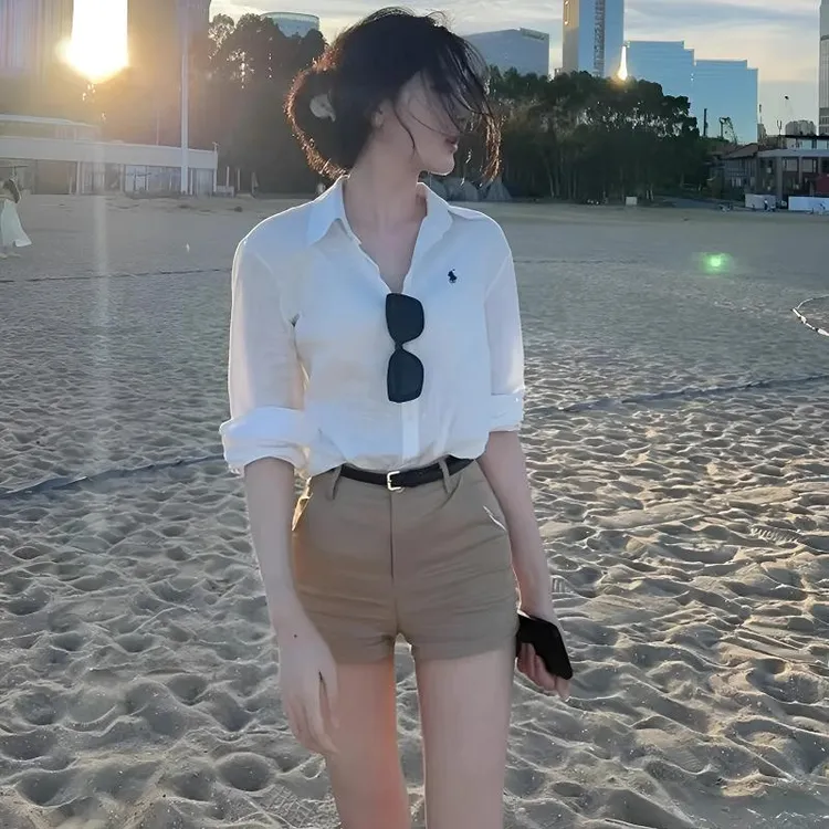 卡其色牛仔短裤女夏季薄款2025新款弹力高腰a字显瘦辣妹百搭热裤
