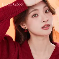 合金耳饰 DODOGOGO红色耳环女喜庆耳钉高级感适合过节戴的耳饰