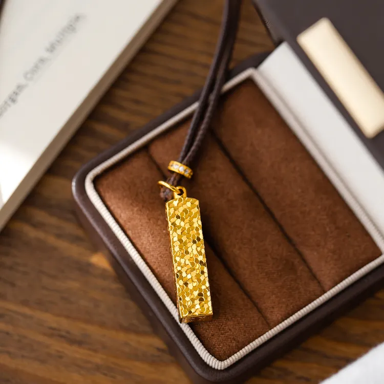 铜布艺项链 新中式四方来财吊坠项链女轻奢高级感毛衣链秋冬配饰