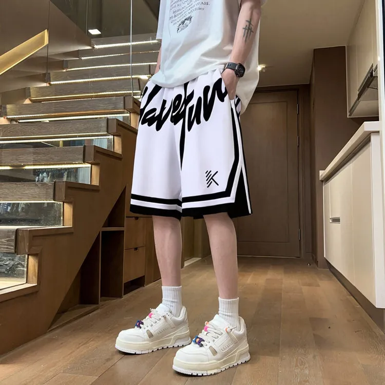 夏季新款速干篮球短裤男生潮牌宽松休闲五分裤青少年直筒运动中裤