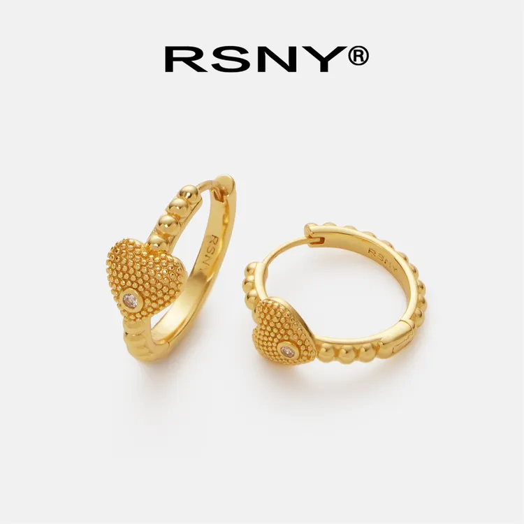 铜合金合成锆石耳饰 [新品]RSNY闪亮爱心耳环简约风2025新款新颖
