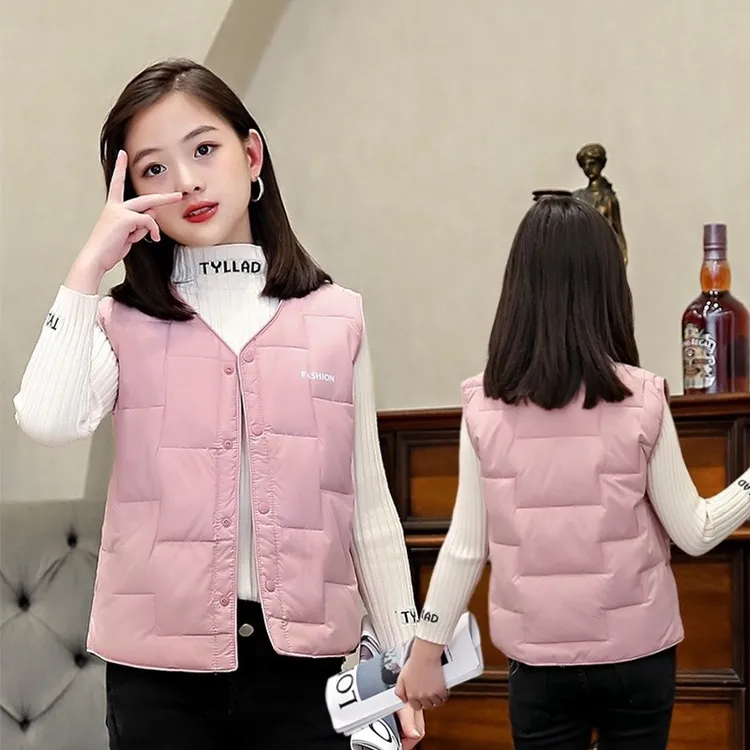 中大童羽丝绒马甲轻薄款2025秋冬装男女童内穿坎肩无袖背心保暖