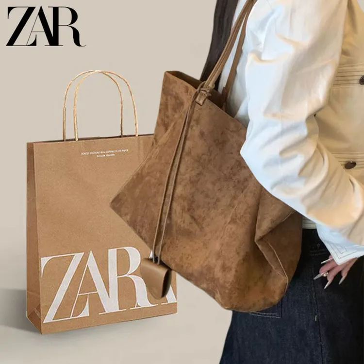 ZAR FENDEN麂皮绒包包女2025新款秋冬大容量托特包通勤手提单肩包