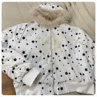 Uninhabitable 薄棉服！仿羊羔绒加厚外套满印星星夹克棉衣上衣