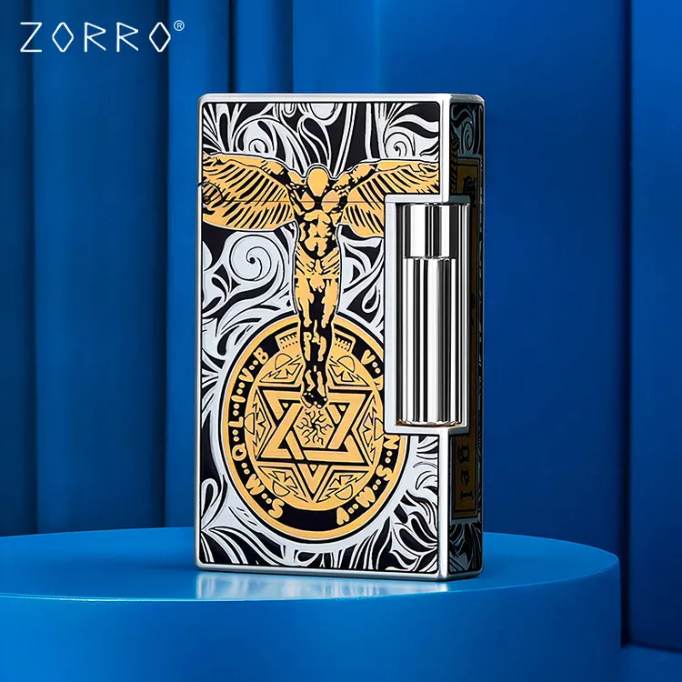 ZORRO佐罗Z866朗声黑金守护天使煤油防风打火机送男生节日礼物