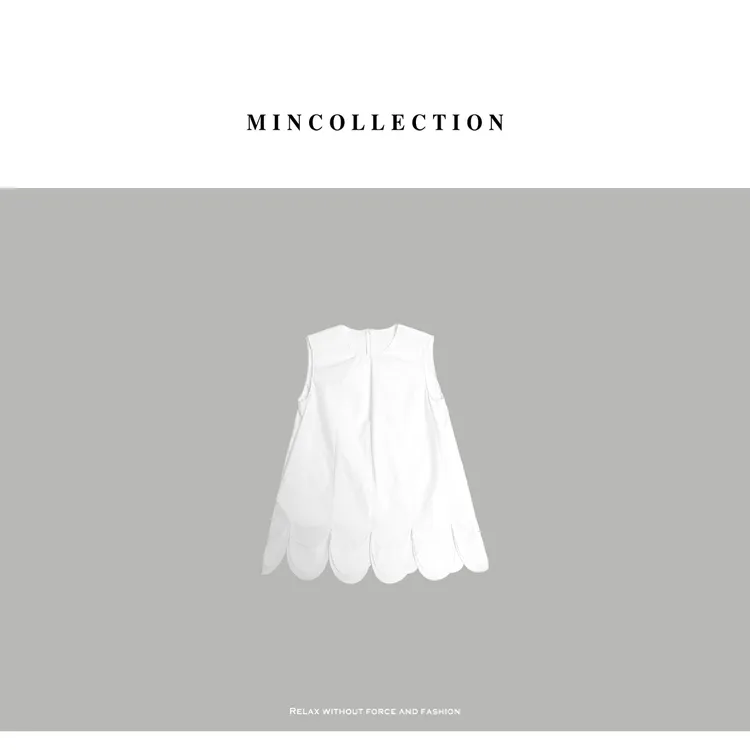 DE Mincollection花边马甲/法式衬衫布花瓣边后拉链无袖马甲40237