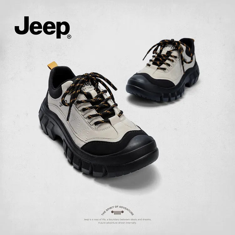 Jeep马丁靴女款2025新款秋户外徒步登山鞋增高工装靴英伦风厚底鞋