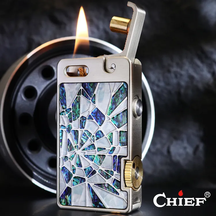 爆款复古金属打火机创意机械一键按压弹射双面经典的煤油打火机