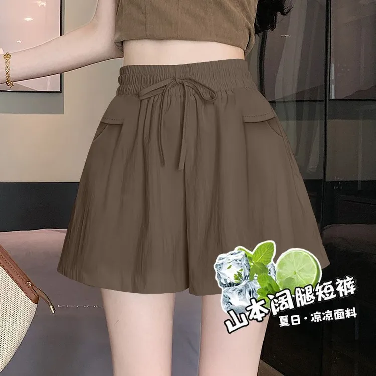 2025年夏日透气山本色百搭裤新品女夏季冰丝休闲韩系阔腿裤