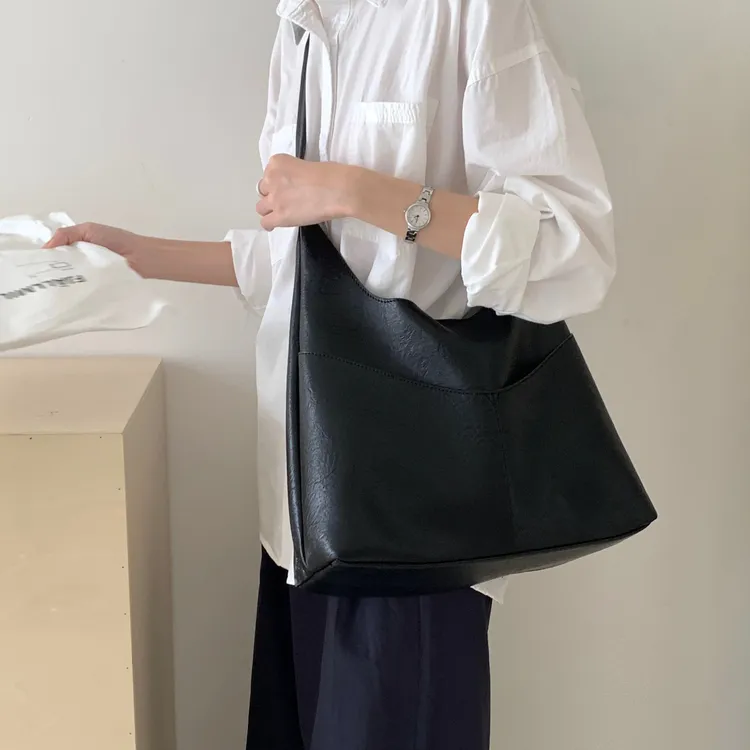 竹笋喵喵 韩系高级感托特包女2025日常通勤松弛感双兜小众单肩包