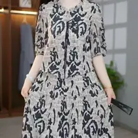 E431 假两件超仙甜美气质礼服裙2025新款遮肉减龄连衣裙