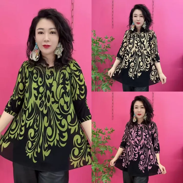 春季新款分袖遮肉显瘦妈妈衫