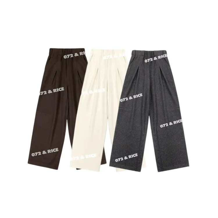 072 & RICE【三松裤】秋季休闲橡筋腰高腰阔腿九分裤 A-32LF02