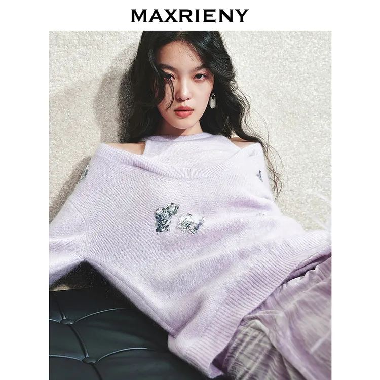 【商场同款】MAXRIENY精致日常感假两件式廓形毛衫冬季新款