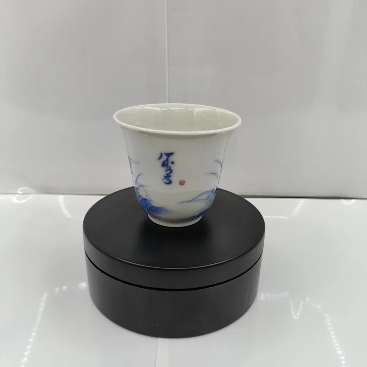 景德镇青花瓷-釉下满文锡伯文“兰花杯”-孟荣路手写作品|60毫升