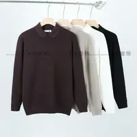 【翻领针织衫】秋冬新款纯色翻领针织衫男士宽松休闲长袖打底衫