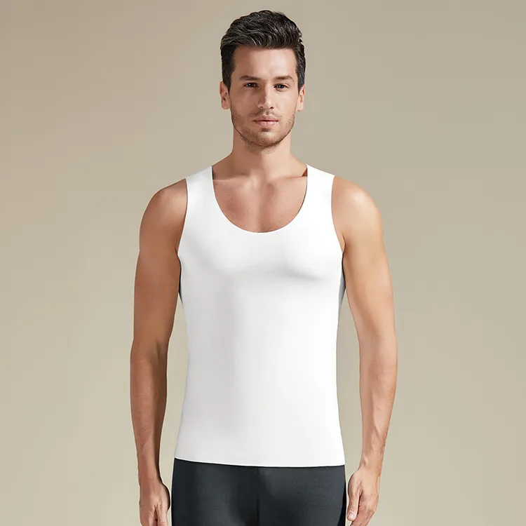 冬季薄款保暖内衣背心男士无痕双面磨毛紧身隐形内穿无袖上衣坎肩