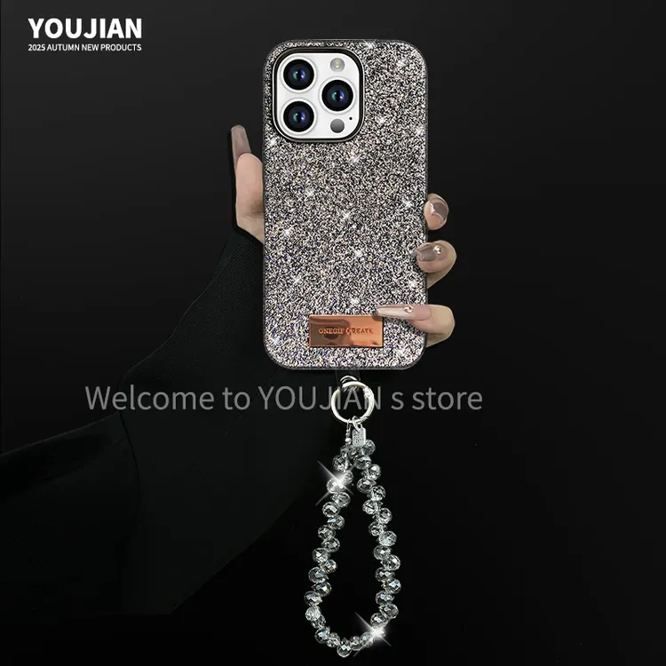 适用苹果16pro闪钻高级感iphone16max皮纹ins苹果15创意14手机壳