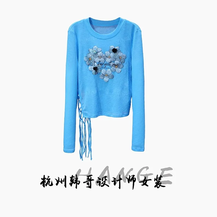 【韩哥女装】冰川蓝轻薄上衣立体浮雕压花时尚休闲皮肤衣8678-A8