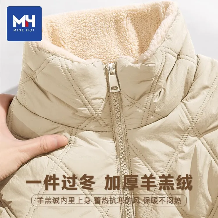 唐狮集团MH加绒棉服男款2025新款冬季棉袄加厚夹棉羊羔绒保暖外套