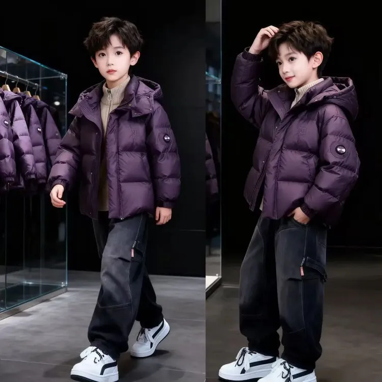 男童新款棉衣2025新款冬季保暖棉袄洋气加厚中大童棉服儿童冬装