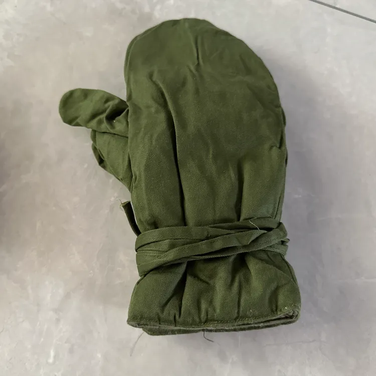 078老式草绿色纯棉花手套左两指右三指