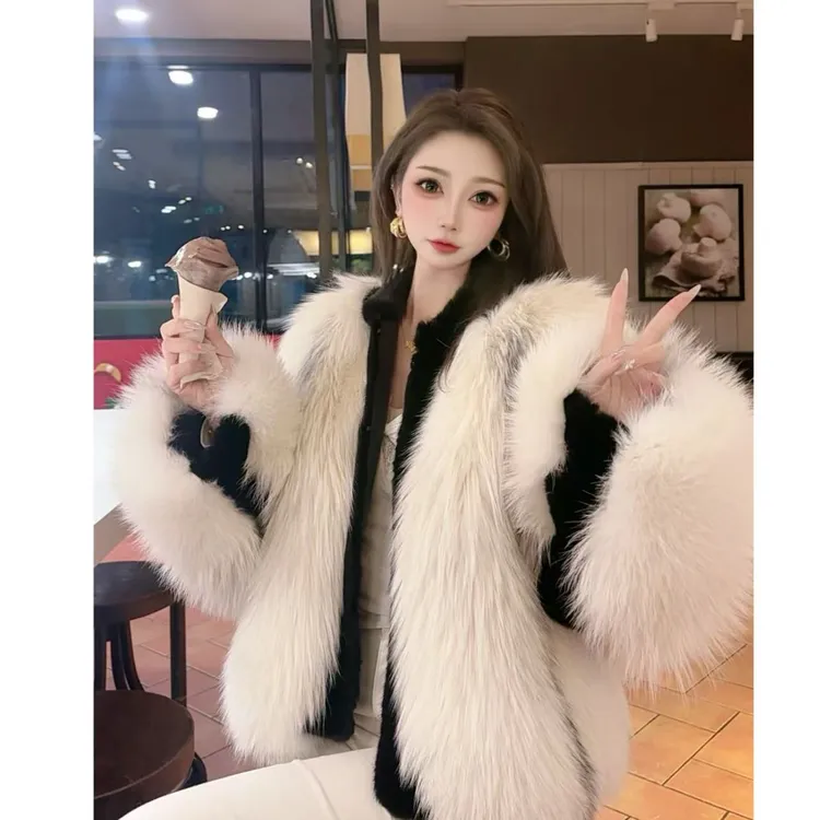 【告白情书】F985芬兰进口大理石狐配貂皮皮草外套女款2025新款