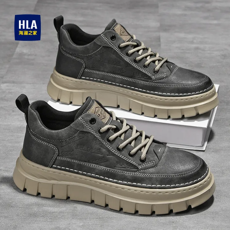 HLA/海澜之家男鞋2025秋季款复古低帮休闲鞋百搭板鞋工装鞋马丁靴