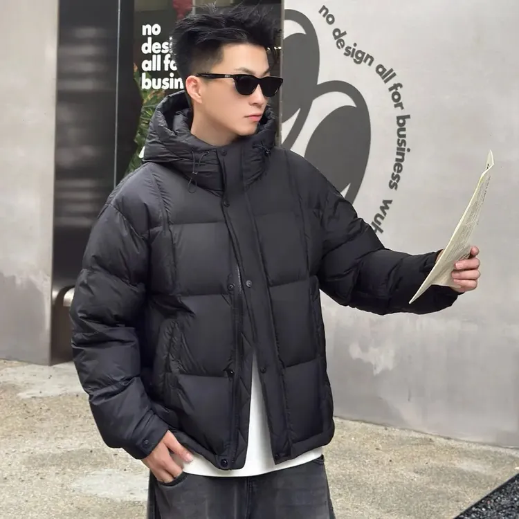 6208男士冬季连帽泡芙羽绒服短款加厚保暖宽松防寒百搭潮流外套