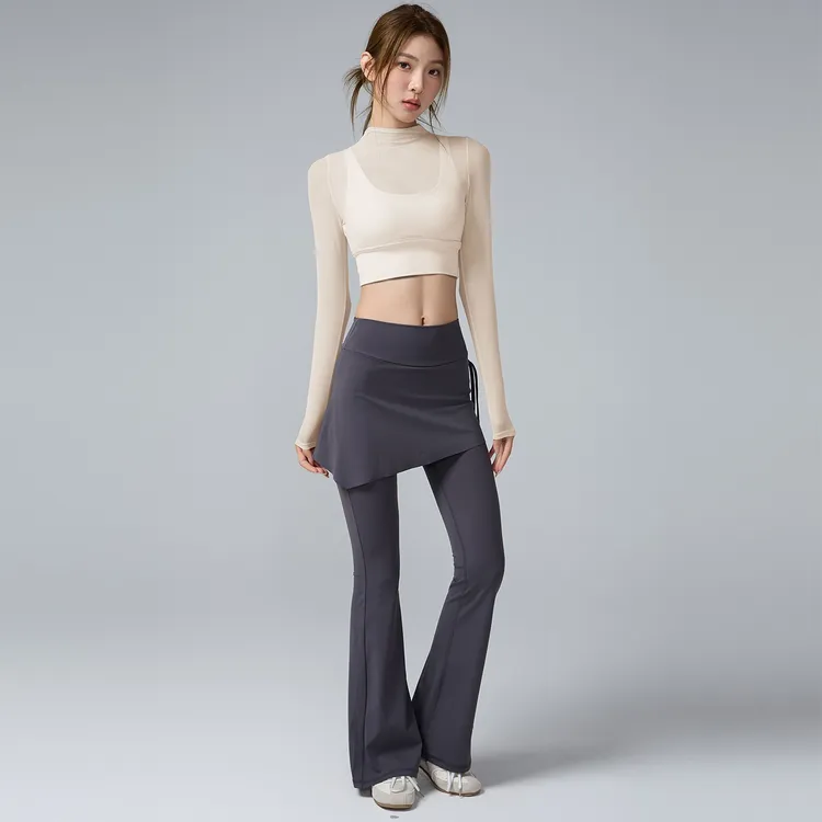 网纱瑜伽服女秋冬2025新款长袖上衣普拉提训练服跑步运动健身套装