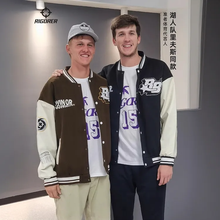 【达人专属】准者美式重磅复古棒球服夹克休闲PU拼接皮袖潮流外套男