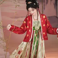 十三余小豆蔻儿[玉京芙蓉]2025新款织金对襟袄齐胸吊带裙唐制汉服