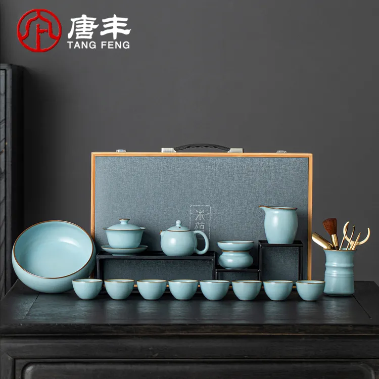唐丰李学级大师轻奢高端大气上档次高级汝窑茶具套装送领导老外