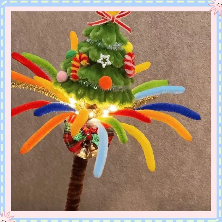 手工手拿棒材料包装饰创意diy亲子糖果扭扭棒手工圣诞树