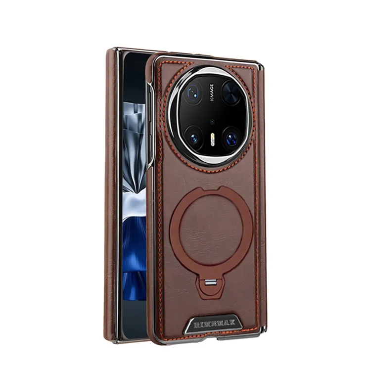 适用华为MateX6磁吸手机壳360°旋转支架matex5/x3防摔折叠皮纹壳