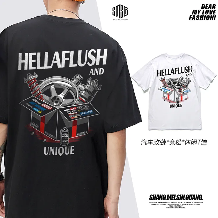 改装文化创意短袖宽松个性男装纯棉休闲百搭圆领印花男士短袖t恤