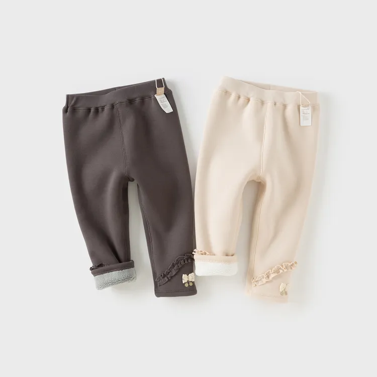 翡翠绒-8度【25年冬】戴维贝拉儿童女童加绒打底裤子新款弹力裤宝宝休闲裤子