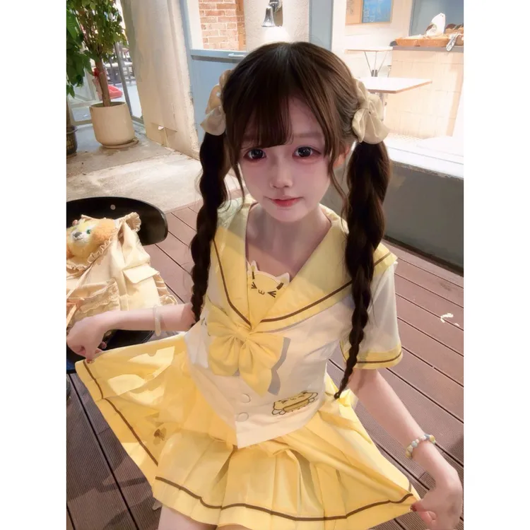 甜嗑【小蜜蜂】原创正版学院风短袖可爱收腰jk制服水手服套装女