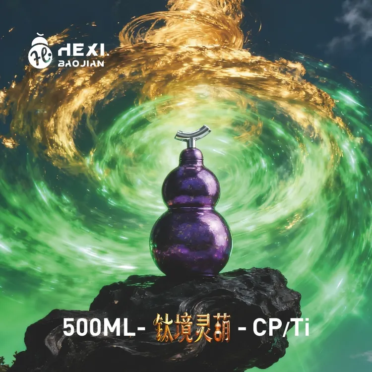 鹤玺新款500ml纯钛葫芦保温杯吸管创意复古葫芦户外旅行杯水杯