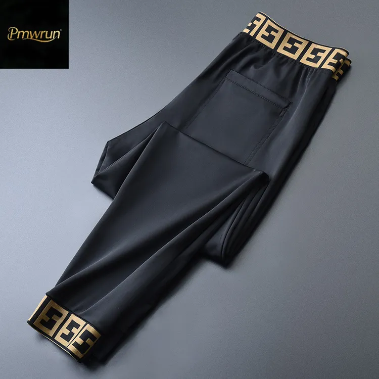 Pmwrun冰丝男款夏季薄款卫裤束脚九分裤男士休闲裤速干运动裤