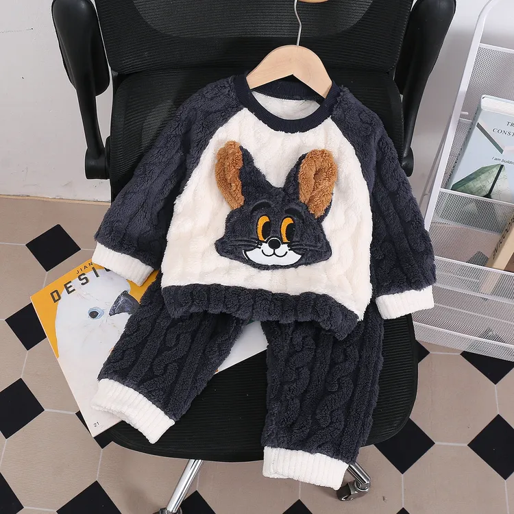 儿童珊瑚睡衣秋冬秋冬季男童法兰绒保暖加厚家居服套装宝宝新款