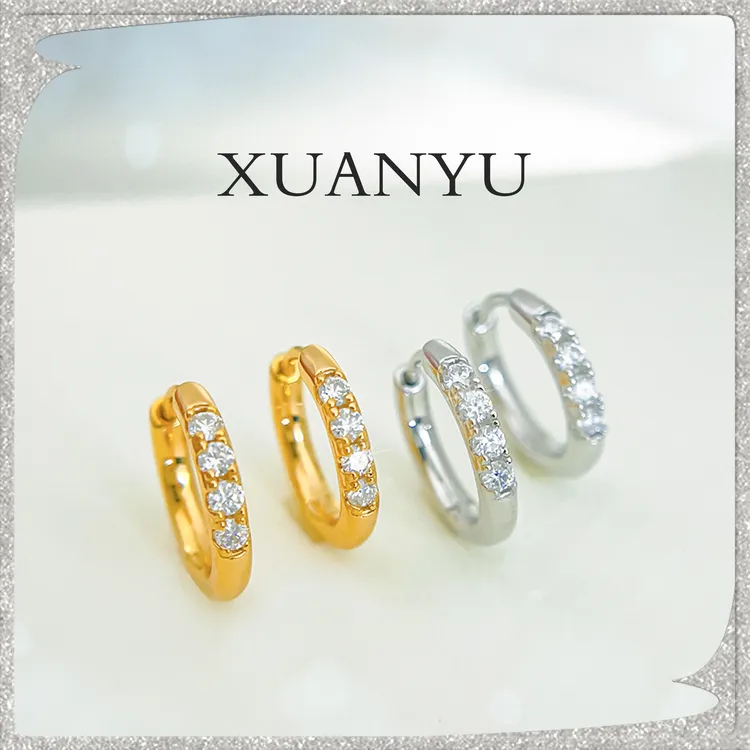 925银莫桑石耳饰 简约百搭耳扣 佩戴率高 XY-ES001气质欧美冷淡风