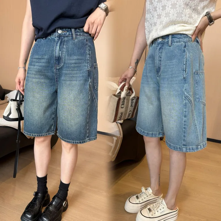 二姐的宝藏夏季复古高腰宽松百搭阔腿牛仔五分裤#25220