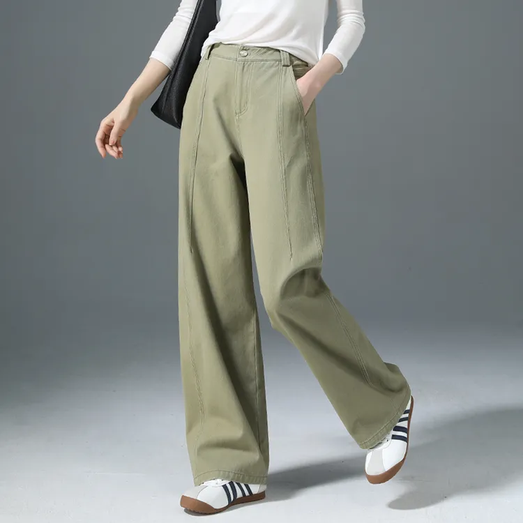 高腰阔腿裤女2025新款春秋弯刀裤显瘦裤子宽松休闲直筒香蕉镰刀裤