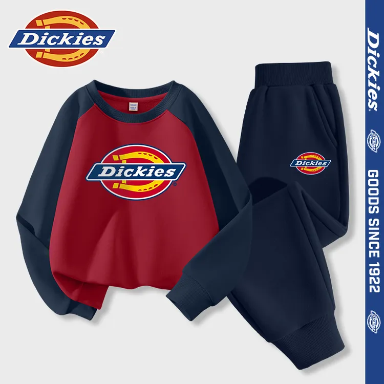 Dickies童装男童秋装休闲套装新款男孩撞色卫衣中小童冬季两件套