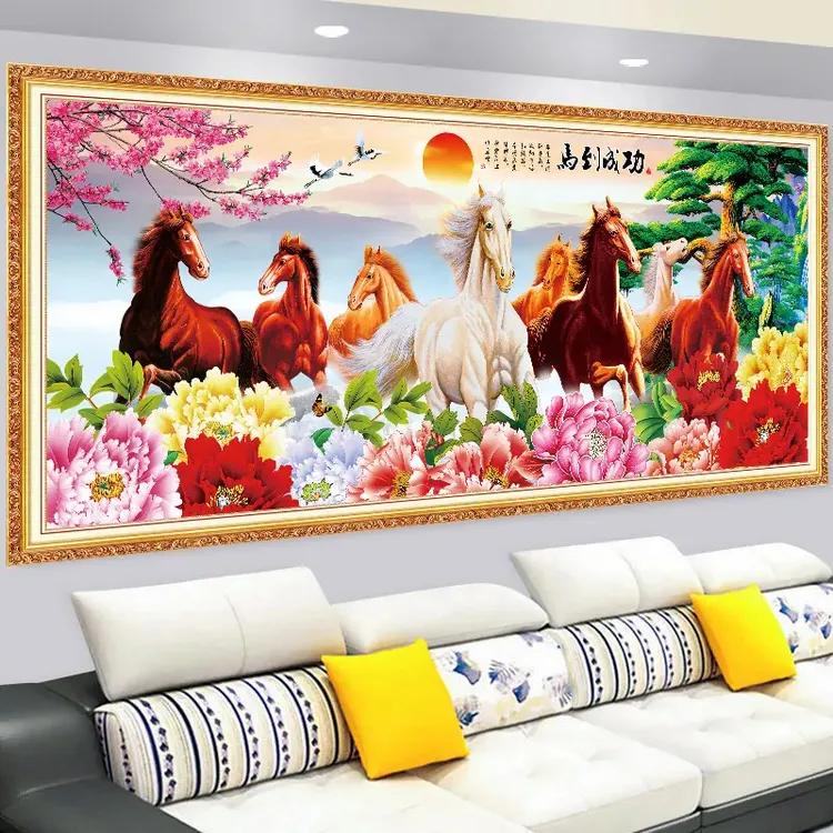 2026年新款马年墙纸客厅沙发背景墙装饰画自粘墙贴纸3d立体壁画贴商品图