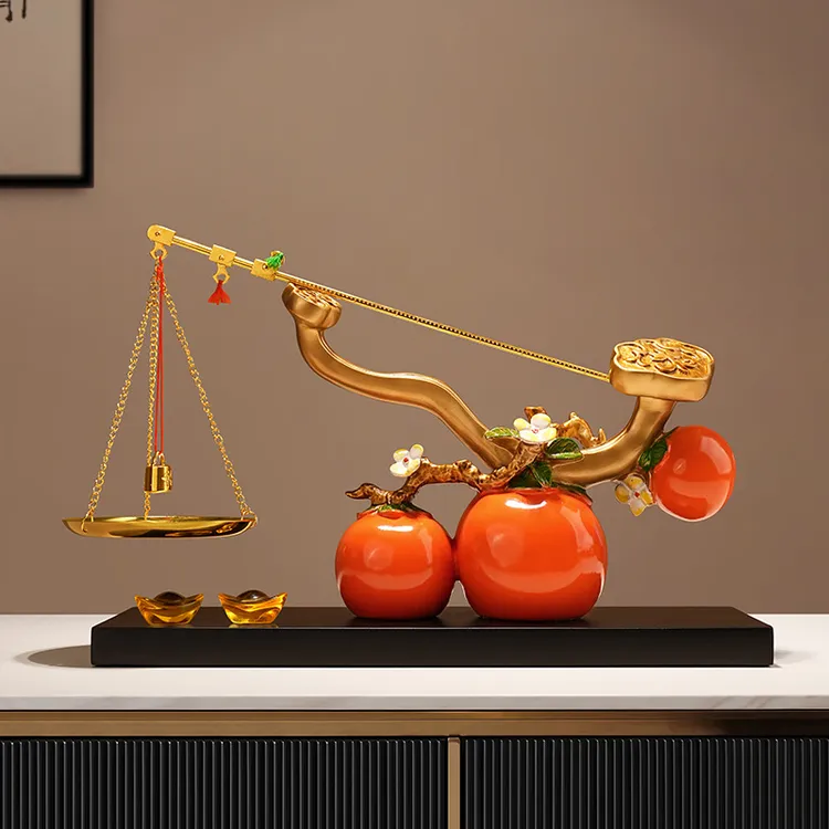 新中式称心如意柿子摆件创意客厅玄关电视柜装饰品乔迁新居礼物