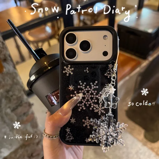 圣诞滴胶雪花适用苹果17手机壳华为软壳小米滴胶vivo保护套oppo女