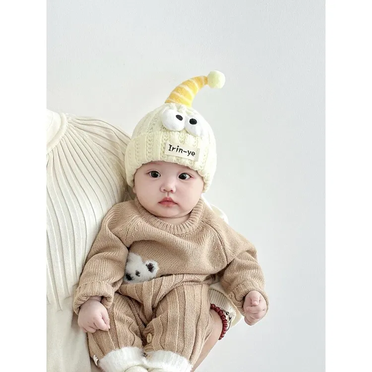 婴儿帽子秋冬超萌搞怪小月龄针织帽冬季新生婴幼儿男女宝宝毛线帽